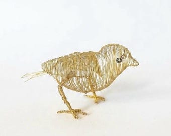 Wire Canary Sculpture, Handmade Bird Lover Gift