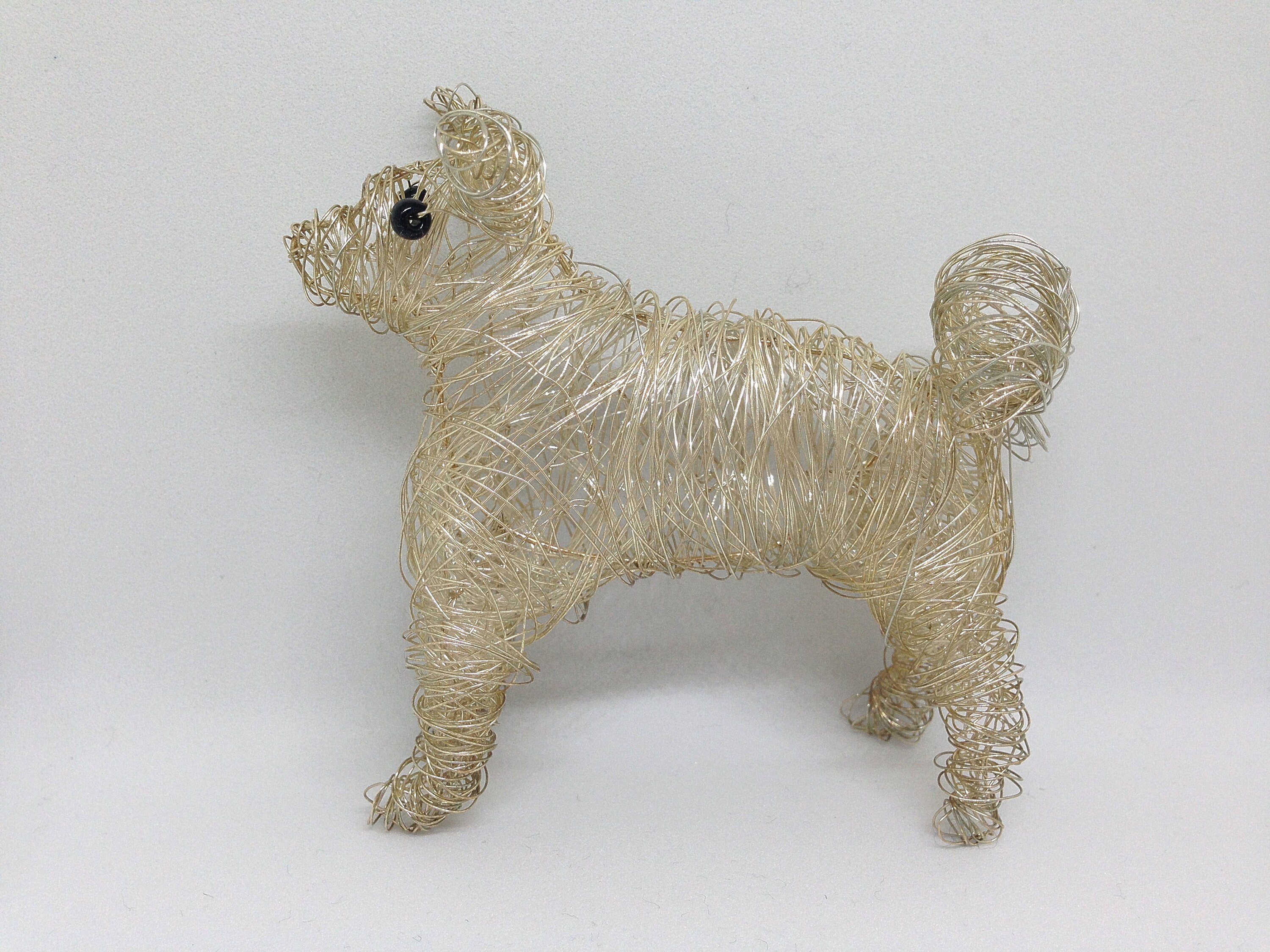 Wire Dog, Akita Statue, Metal Dog Sculpture, Custom Dog Ornament, Pet
