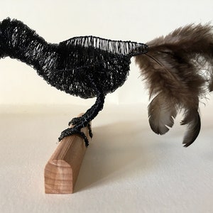 Starling sculpture *Pepper* unique home decor, perching wire bird art