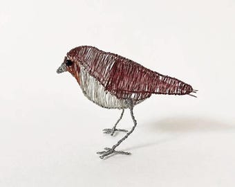Wire Robin Sculpture, Handmade Bird Lover Gift