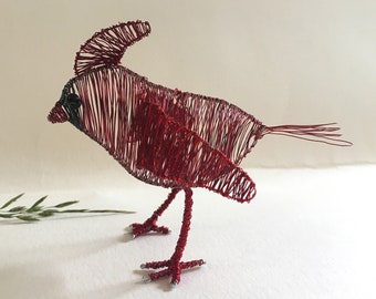 Northern Cardinal wire sculpture *Ruby* miniature animal, unique home décor