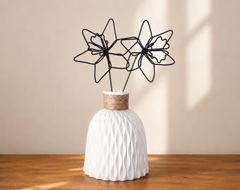 Wire Daffodils, Handmade Black Metal Flower Sculpture