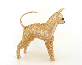Wire Chihuahua Sculpture,Handmade  Chihuahua Gift, Dog Memorial Ornament