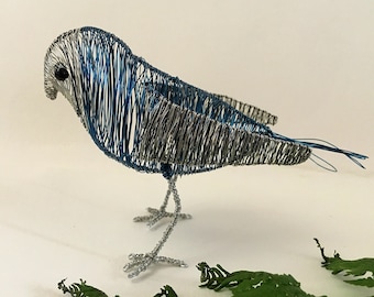 Escultura de periquito * Zafiro * arte animal único y decoración divertida para el hogar