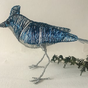 Blue jay sculpture *Maverick* unique, handmade home décor, beautiful gift for him/ her