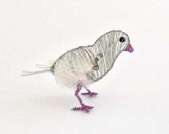 Escultura de paloma de alambre, regalo artesanal para amantes de las aves.