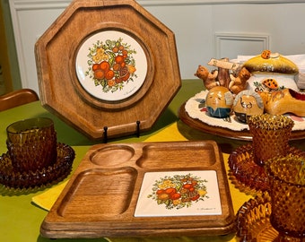 GOODWOOD TEAK Octagon & Sectioned Square tray CHEESE