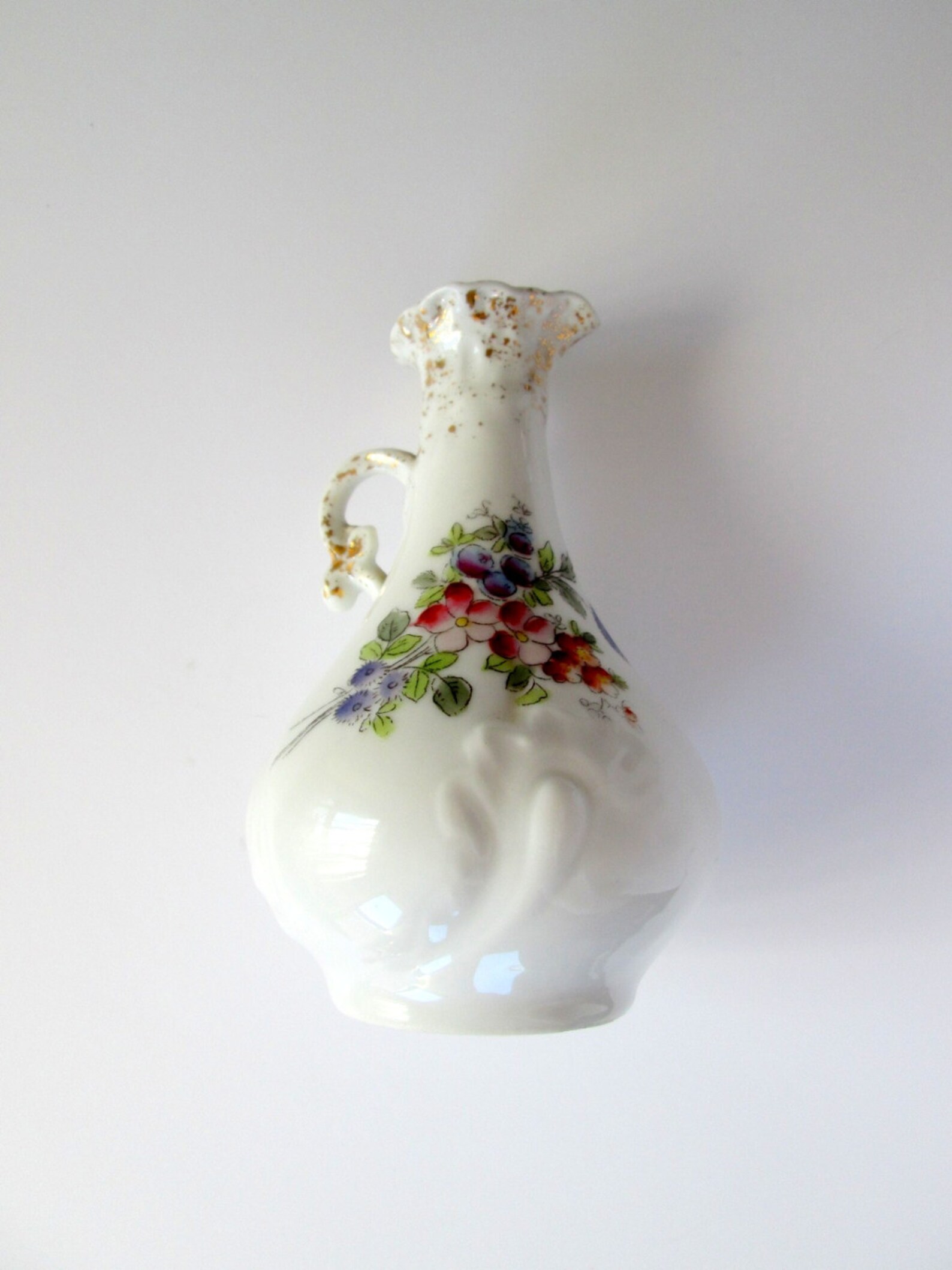 Antique Limoges White Floral Decorative Vase with Handle Made Etsy