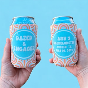 dazed and engaged bachelorette party can coolers / retro bachelorette party / bachelorette / bachelorette favors / gift for bridesmaids