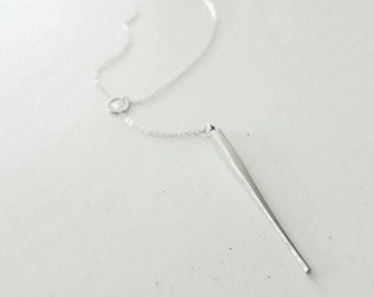 Extra Long Spike lariat Pendant Pendant Necklace silver finish