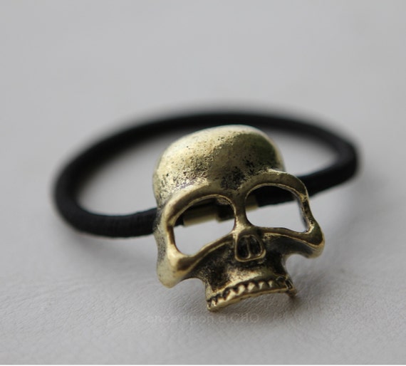 Cool Goth Antique Gold SKULL Hair Tie Gothic Halloween Hair - Etsy Cool Goth Antique Gold SKULL Hair Tie Gothic Halloween Hair - Etsy