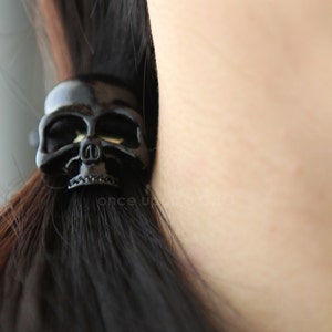 Cool Black SKULL Hair Tie Goth Gothic Halloween Darth Vader image 1