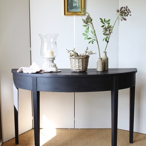 SOLD OUT*******Charming &quot;Gustavian Painted&quot; 19th Century English Mahogany Demi-Lune Console Table