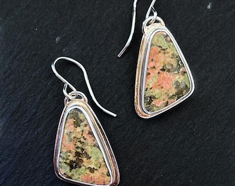 Jasper Triangle Sterling Silver Earrings – Matching Necklace and Earrings Set