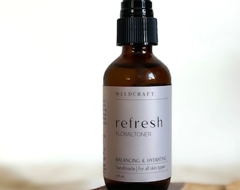 Refresh Organic Face Toner, Floral Face Mist, Lavender & Geranium Facial Spray, Balancing and Cleansing Face Toner, Rose Water Spray