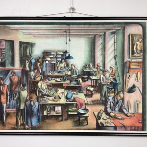 Tableau scolaire déroulant vintage du tailleur