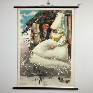 Gráfico escolar desplegable vintage del cuento de hadas: Madre Hulda (Grimm)
