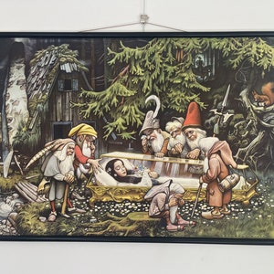 Tableau scolaire déroulant vintage du conte de fées : Blanche-Neige (Grimm)