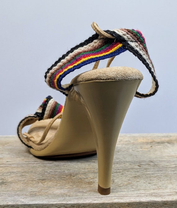 Sbicca 1970s rainbow heels vintage strappy ankle … - image 7