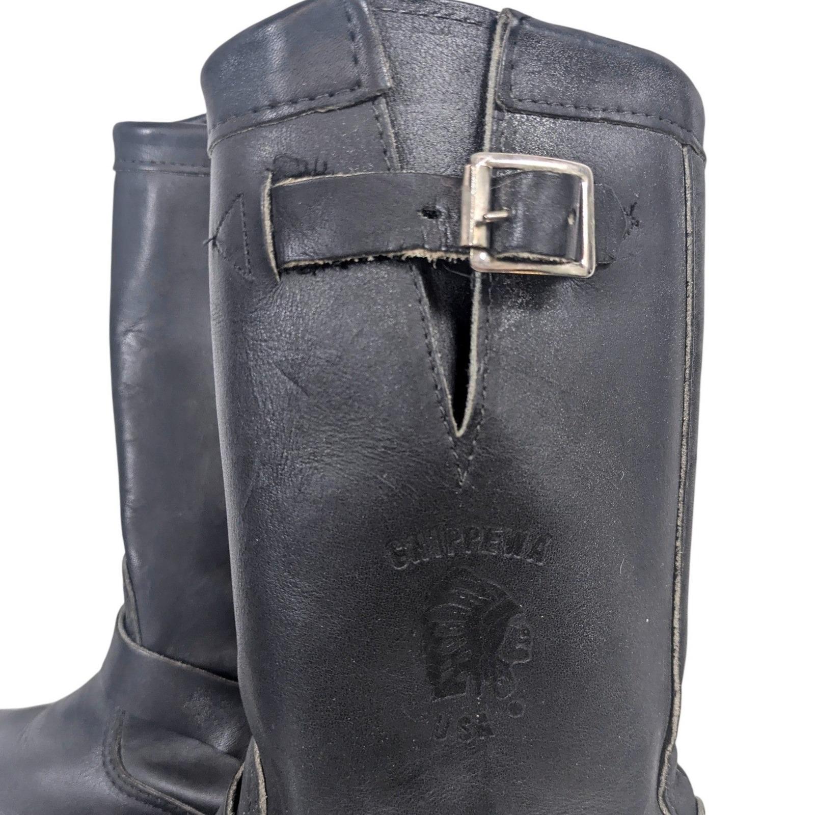 Chippewa Vtg Steel Toe Engineer Boots Black Leather  display picture 2