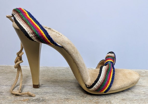 Sbicca 1970s rainbow heels vintage strappy ankle … - image 2