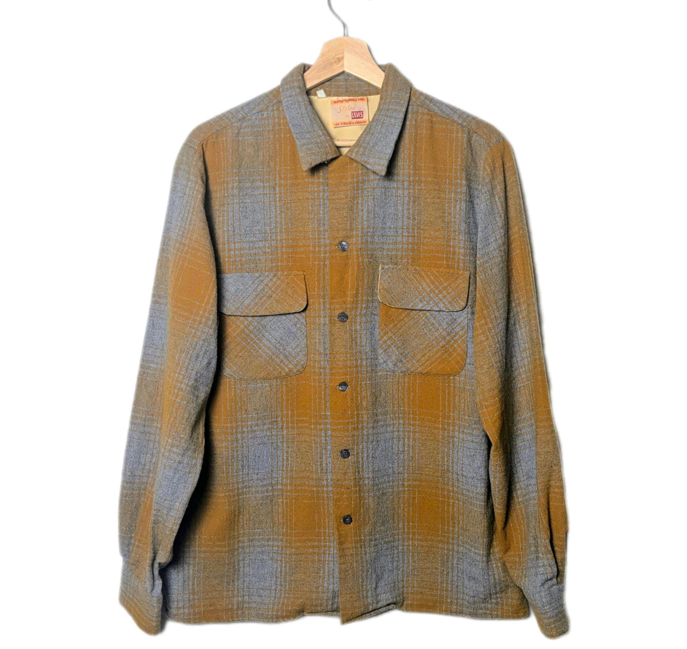 50s LEVI’S loop color plaids wool shirt 50s LEVI'S loop color plaids wool shirt