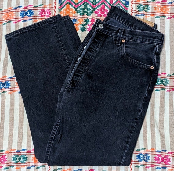 Vintage 90s Levi's 501 black jeans 36×30 buttonfl… - image 1