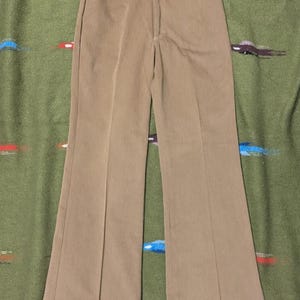 Vintage 1970s Lee Bell bottoms tan flare leg trouser pants high waist 33 length
