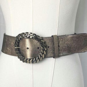 Moschino Cheap and Chic oversized metallic belt | chunky vintage 90s designer waist belt