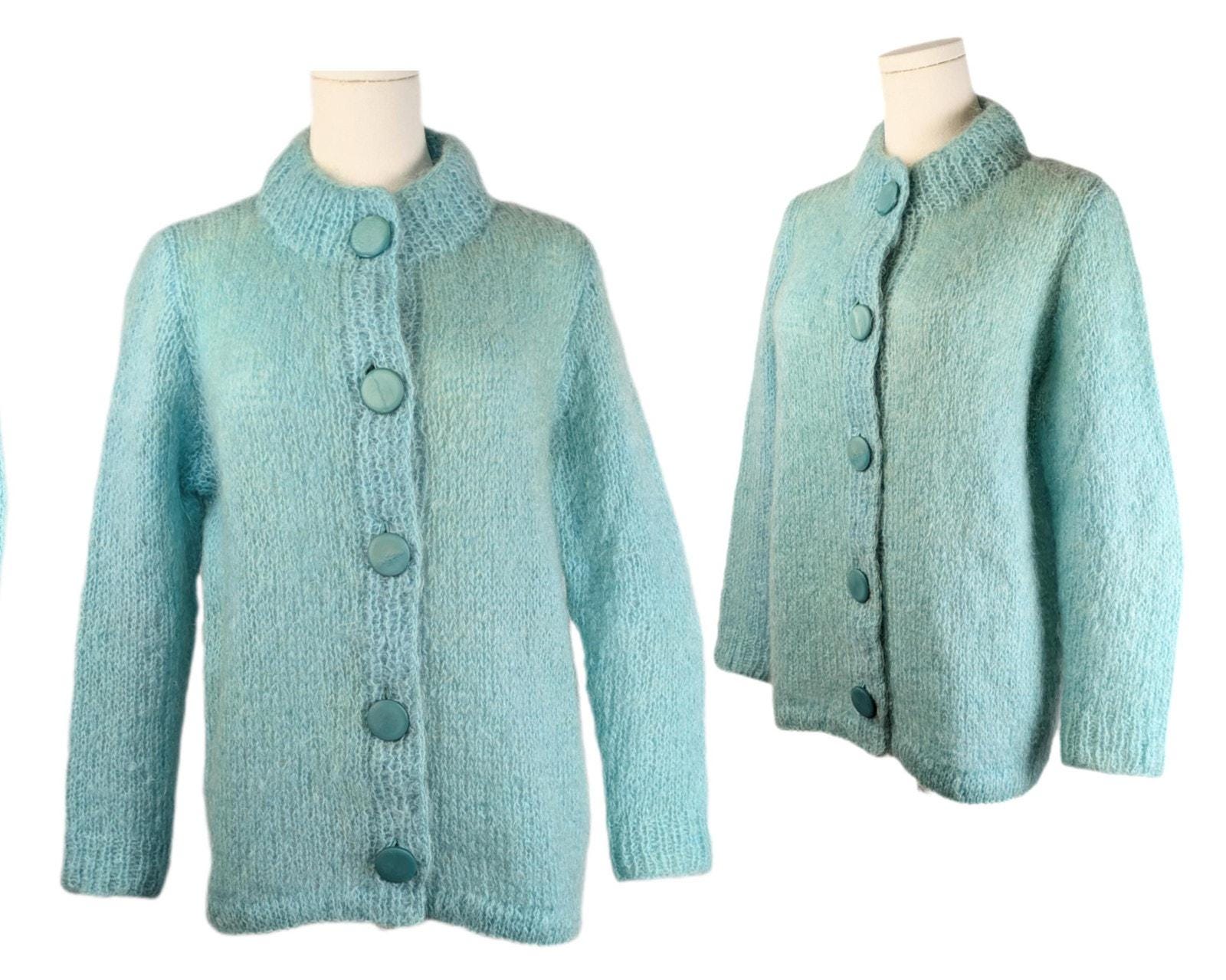 トップス 1960'STOWNE AND KING Mohair Cardigan Vintage 60s 70s Mohair Cardigan Sweater Mens Medium Kurt