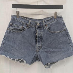 True Vintage Levi&#39;s 501 denim cutoff shorts high rise distressed 90s jean shorts 30 inch waist