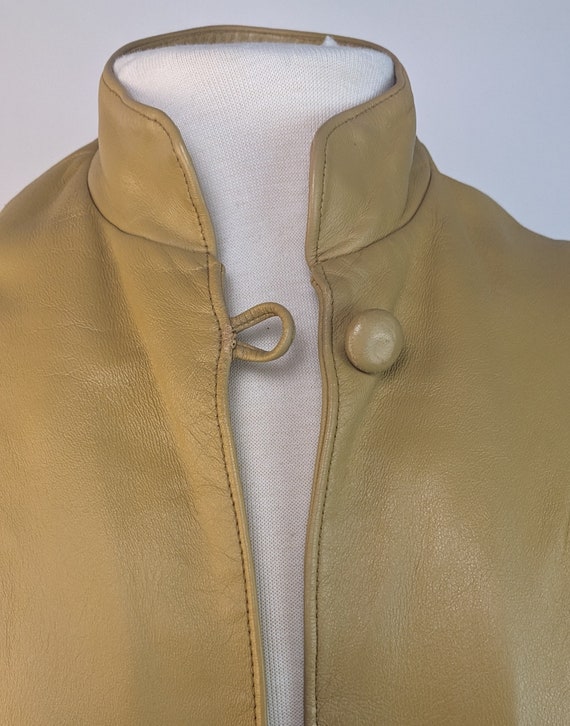 1970s vintage tan leather cape coat classic camel… - image 6