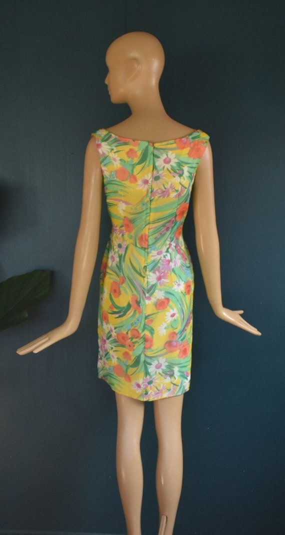 Jack Marsee Mad Men 1960s sleeveless dress yellow… - image 3