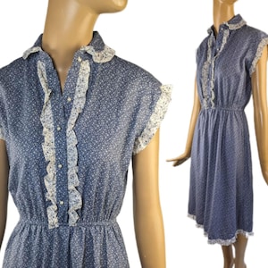 Luci Sellini California 70s Calico ditsy floral ruffle collar vintage midi prairie dress