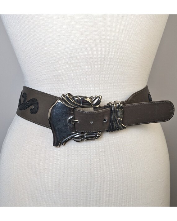 Vintage Escada belt chunky Western silver 90s desi