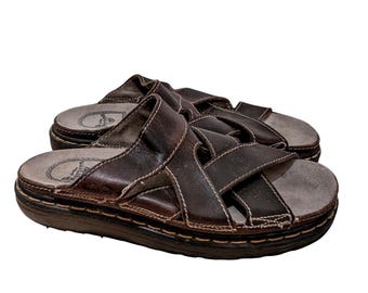 Vintage Dockers Sandals Mens 11.5 Black Fisherman Leather Buckle 90s Italy Made Fisherman Solid Sandals for Men with Upper Leather for sale  main image 3