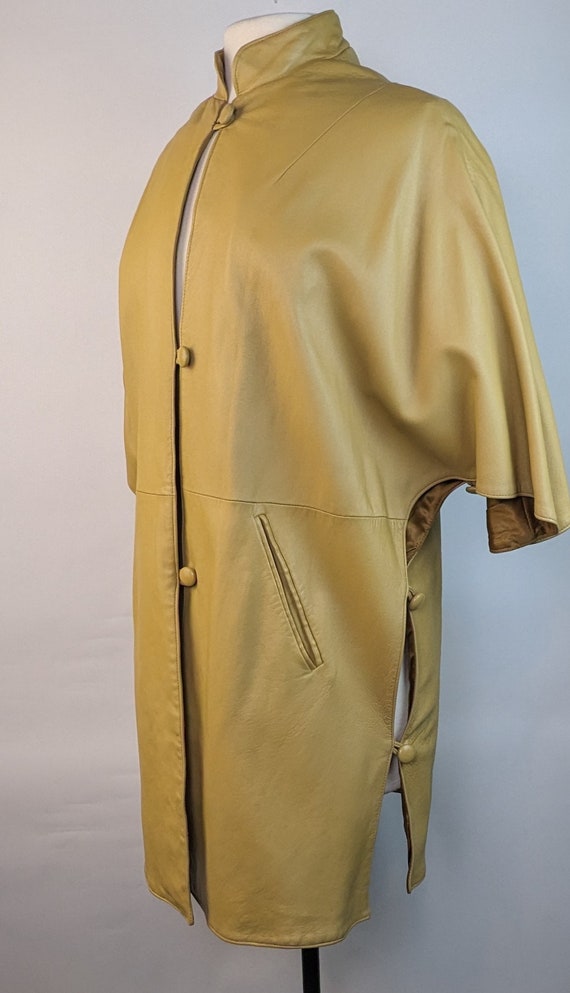 1970s vintage tan leather cape coat classic camel… - image 7