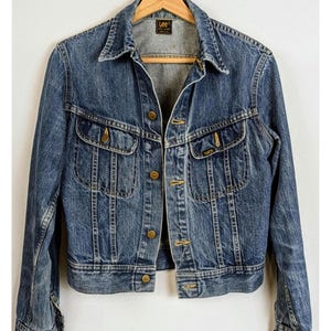 1970&#39;s Lee Riders fitted denim jacket, true vintage worn in sanfordized blue jean jacket