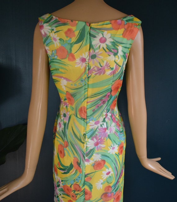 Jack Marsee Mad Men 1960s sleeveless dress yellow… - image 5