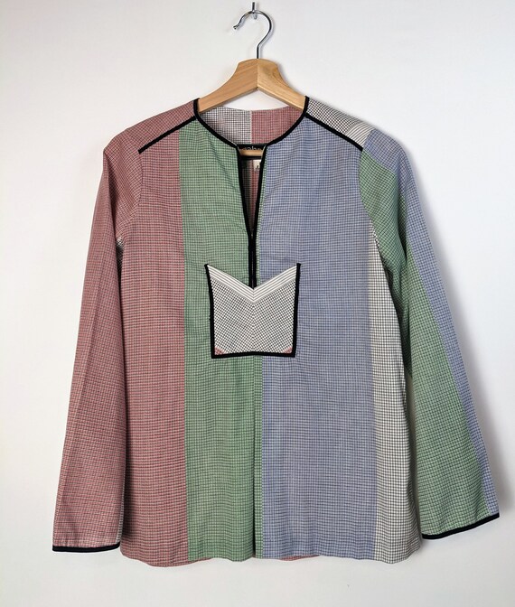 Bugaboo 70s cotton flare sleeve blouse geometric … - image 6