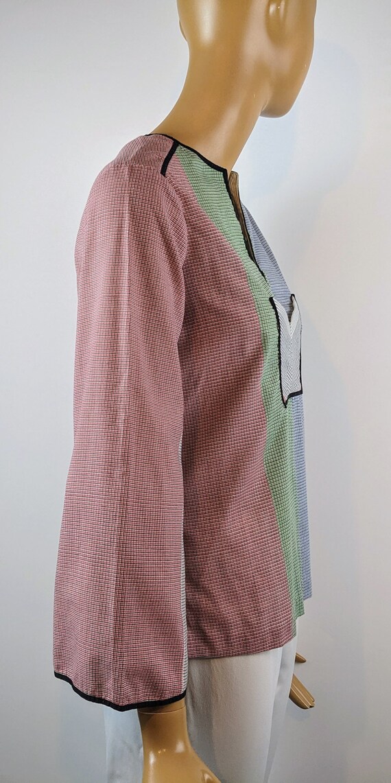 Bugaboo 70s cotton flare sleeve blouse geometric … - image 8