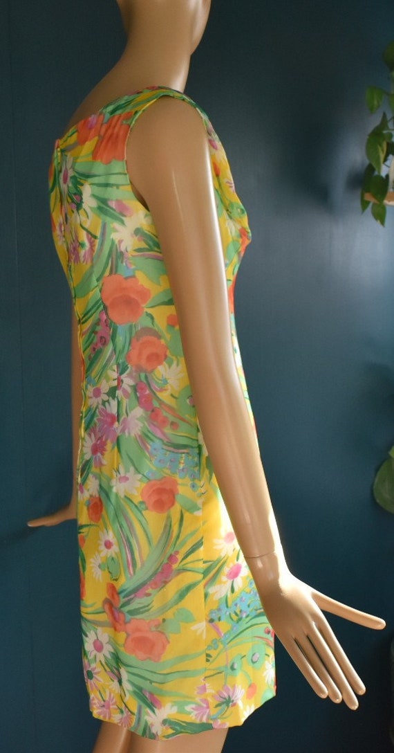 Jack Marsee Mad Men 1960s sleeveless dress yellow… - image 4