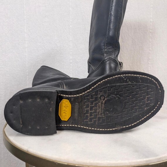 Chippewa Vtg Steel Toe Engineer Boots Black Leather 