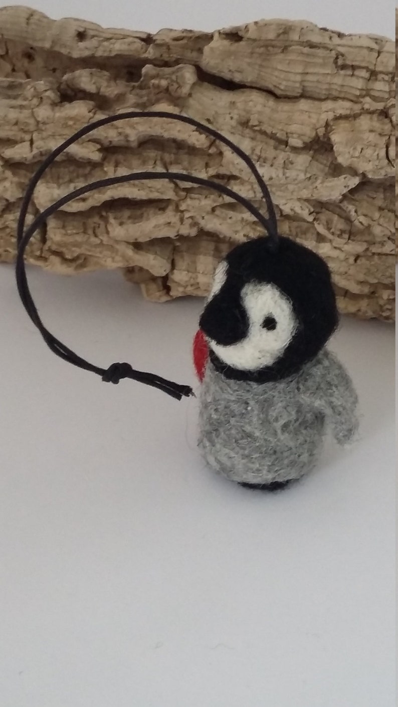 Valentine's ornament, needle felted animal, felted penguin ornament, mother's day gift