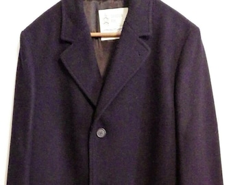 Vintage Men&#39;s Overcoat London Fog Dark Navy 100% Wool Size 42 REG