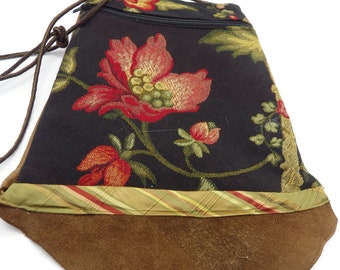 Bev's Bags/ Leather & Tapestry Purse/ Pouch/ Handmade/ Crossbody