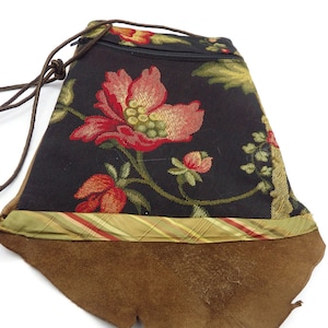 Bev&#39;s Bags/ Leather & Tapestry Purse/ Pouch/ Handmade/ Crossbody