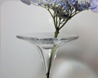 Vintage KOSTA BODA Bud Vase Clear Crystal Trumpet Neck Ball Bottom MCM Swedish