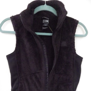 1990s Vintage North Face Black Ladies Plush Vest Size XS