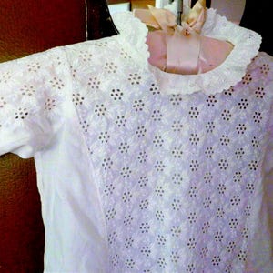 1940s Vintage White Christening Gown Baptism White Eyelet Long Ruffles Baby Dress Newborn